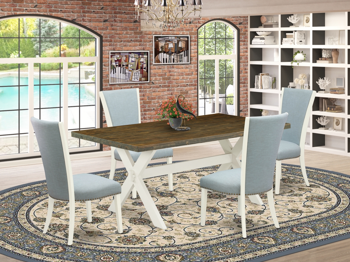 5 Piece X-Style Kitchen Table Set - Linen White