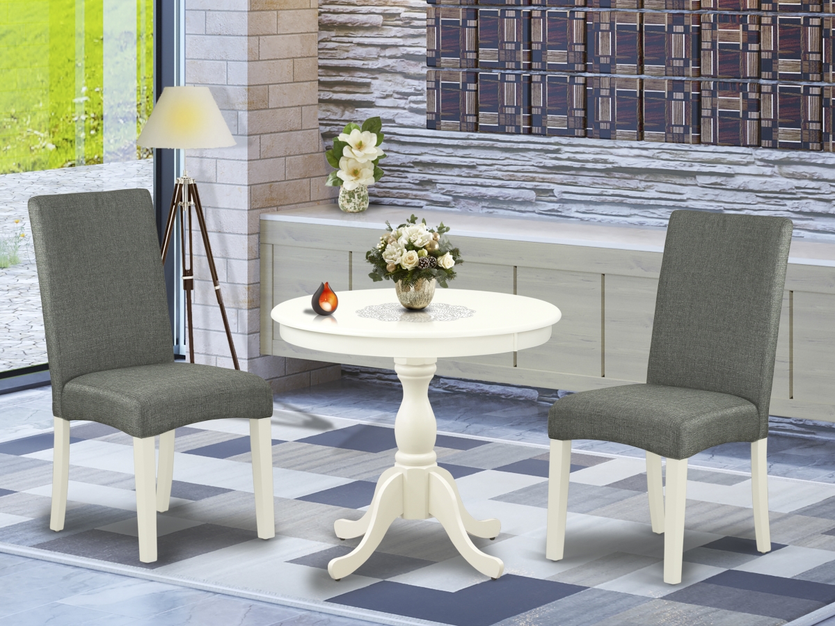 3 Piece Antique Kitchen Table Set - Linen White