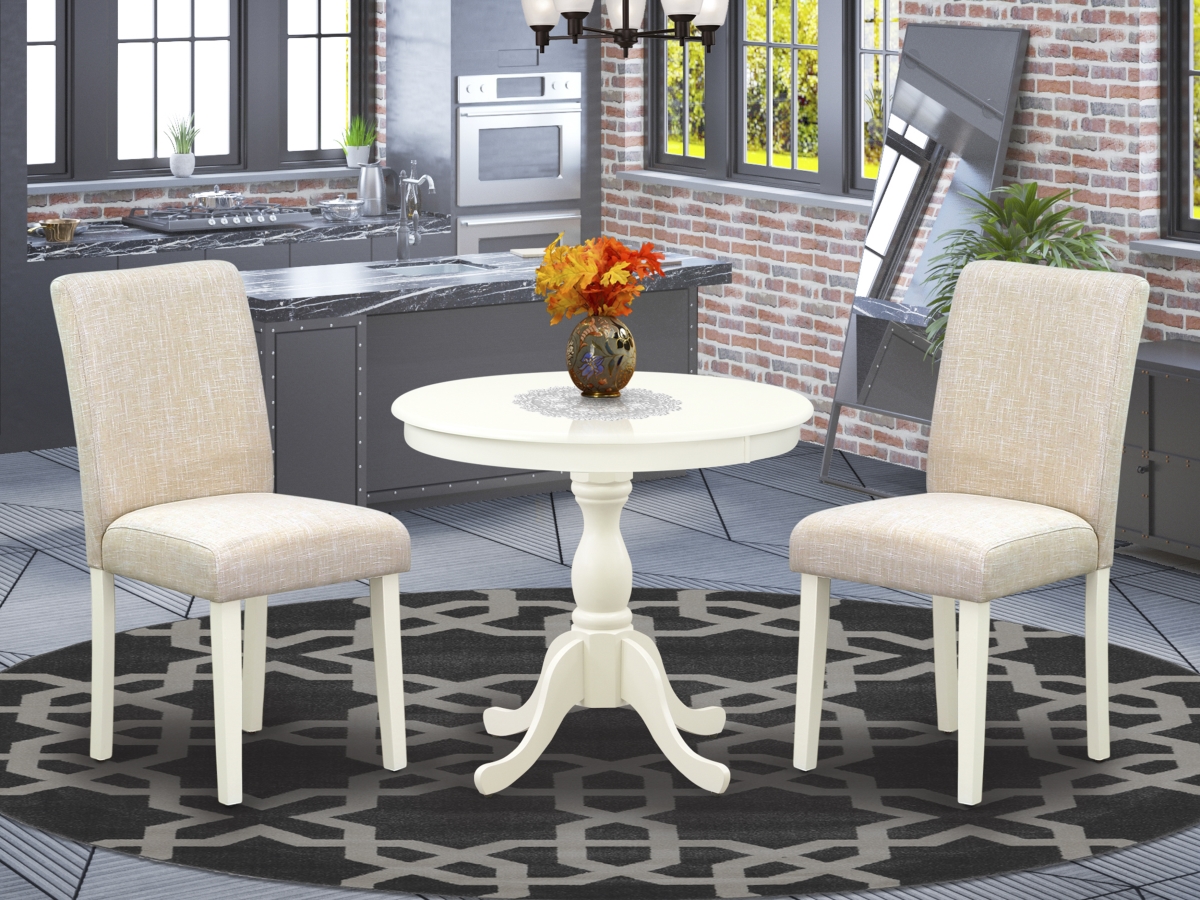 3 Piece Antique Kitchen Table Set - Linen White
