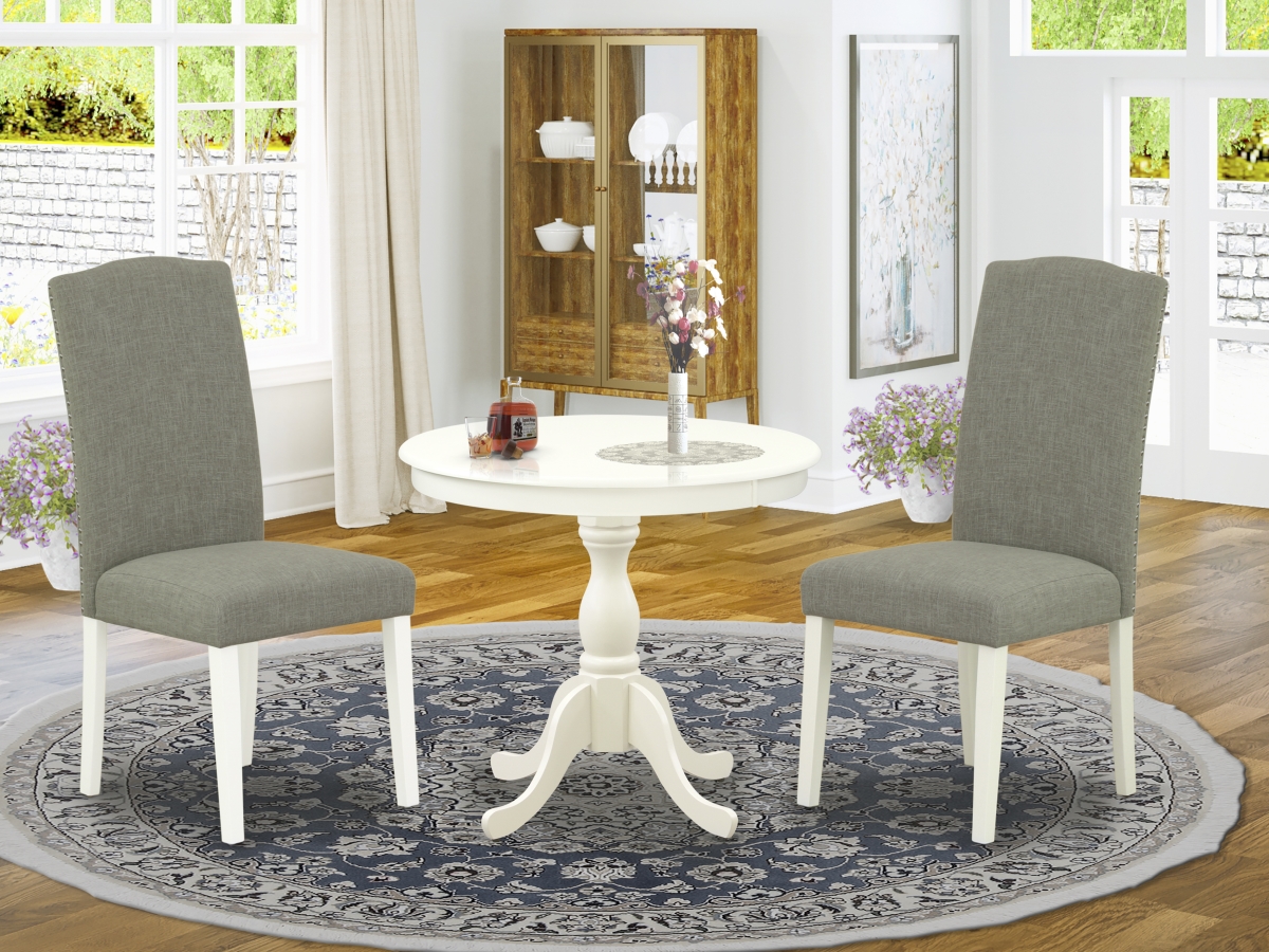 3 Piece Antique Dining Set - Linen White