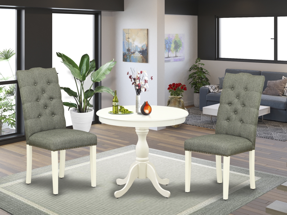 3 Piece Antique Dining Set - Linen White