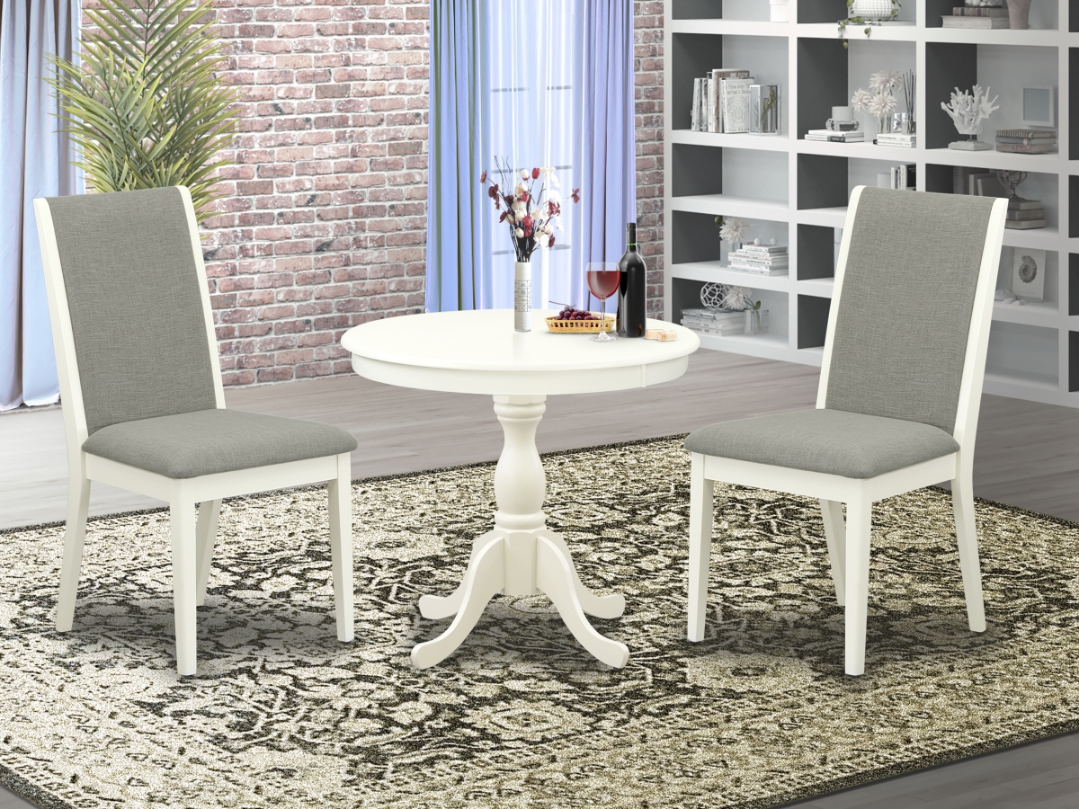3 Piece Antique Dining Room Table Set - Linen White