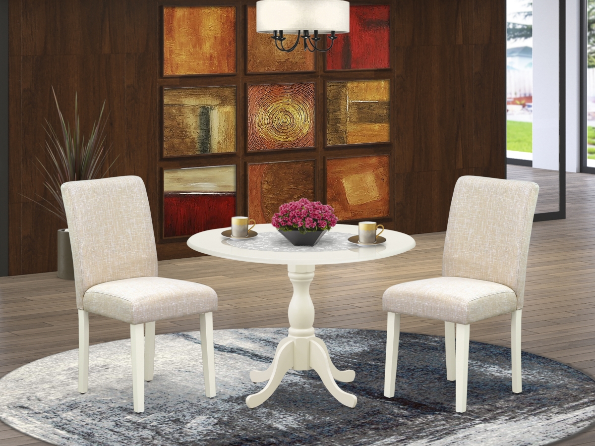 DMAB3-LWH-02 3 Piece Dublin Dining Room Set - Linen White