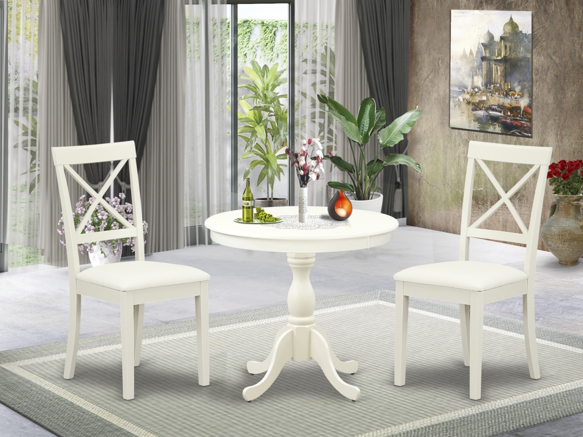 3 Piece Antique Dining Room Set - Linen White
