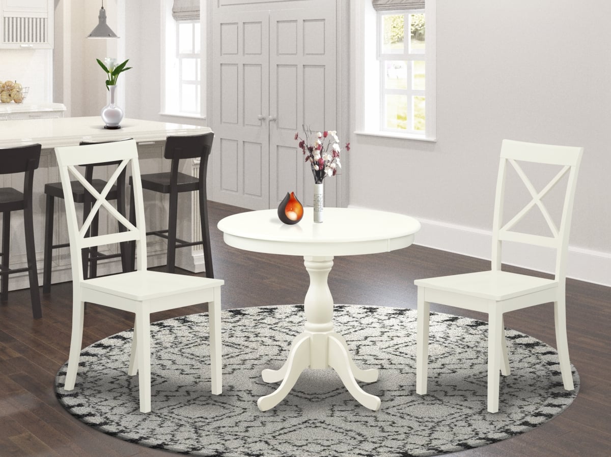 3 Piece Antique Dining Room Set - Linen White