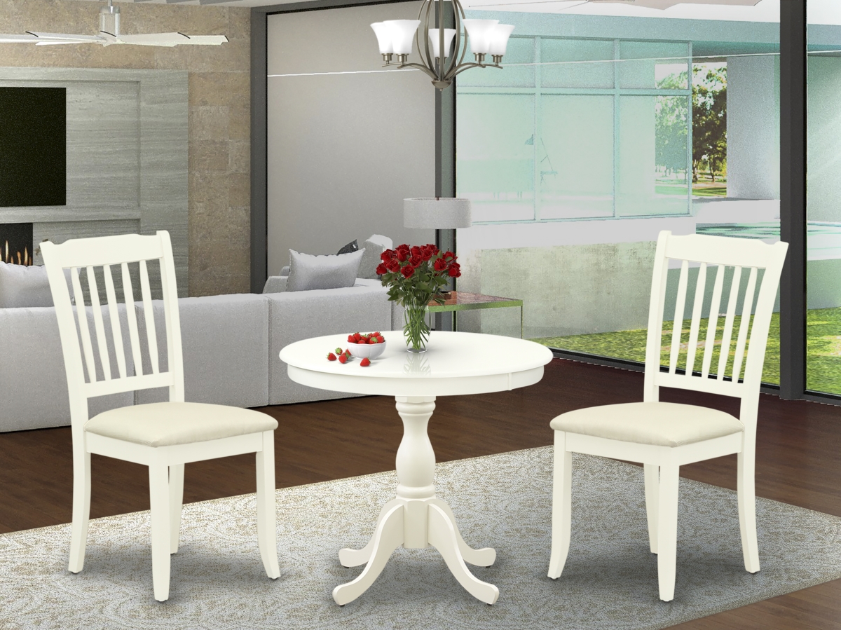 3 Piece Antique Dining Room Set - Linen White