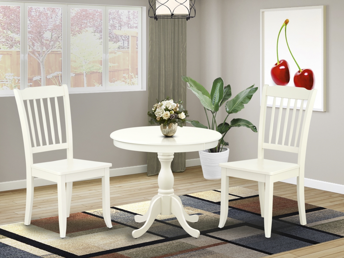 3 Piece Antique Dining Room Set - Linen White