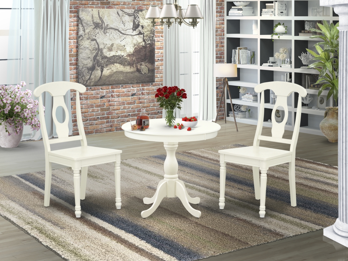 3 Piece Antique Dining Set - Linen White