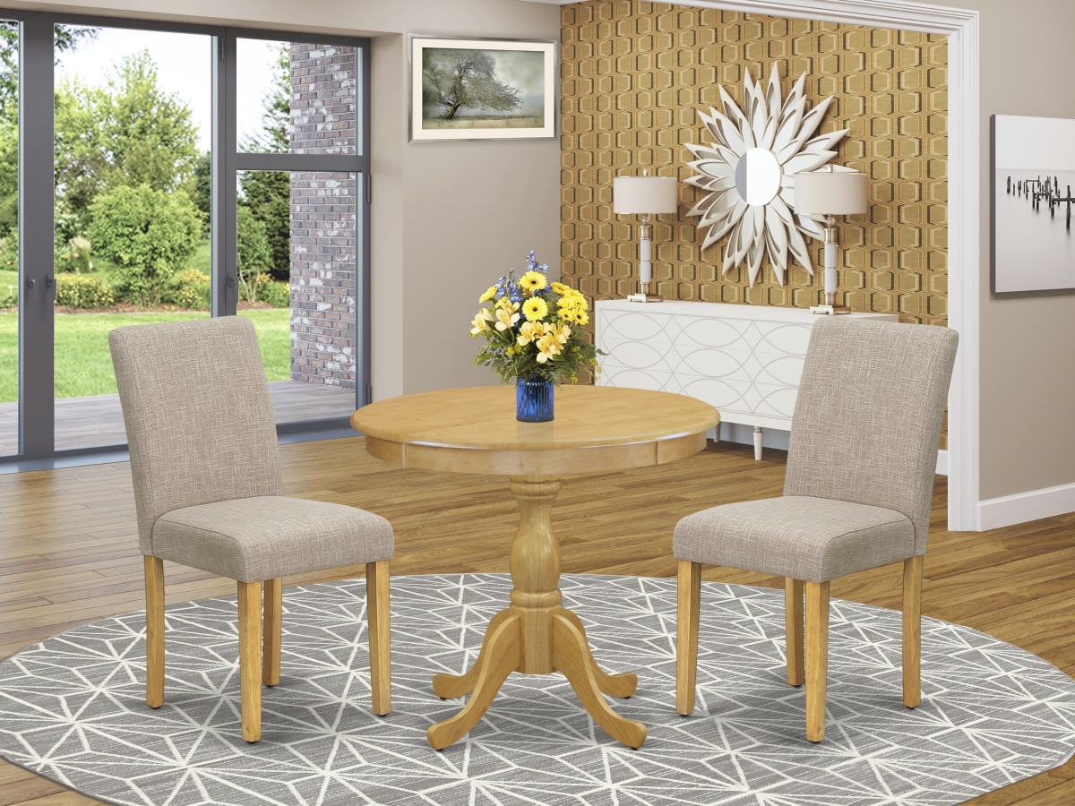 3 Piece Antique Dining Table Set - Oak