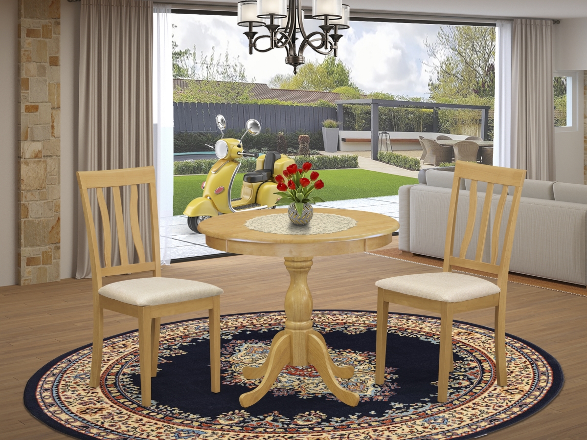 3 Piece Antique Dining Table Set - Oak