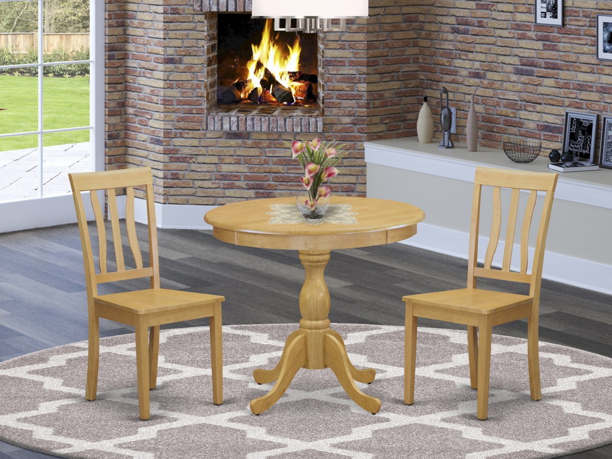 3 Piece Antique Dinning Room Table Set - Oak