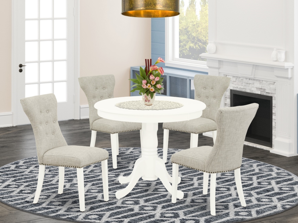 5 Piece Antique Dinette Set - Doeskin & Linen White