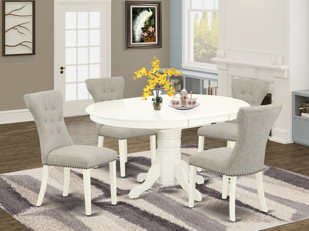 5 Piece Avon Modern Dining Table Set - Doeskin & Linen White