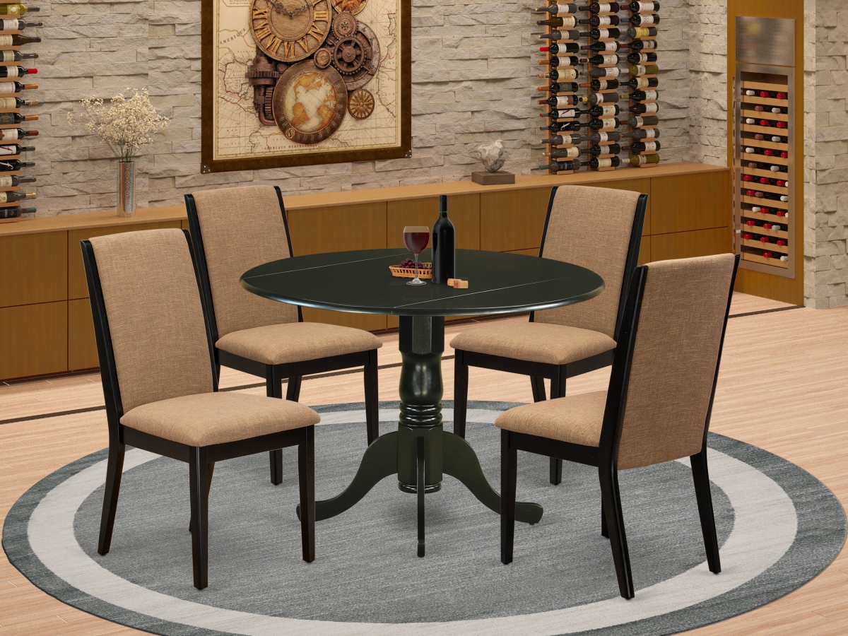 DLLA5-BLK-47 5 Piece Dublin Dining Set - Light Sable & Black