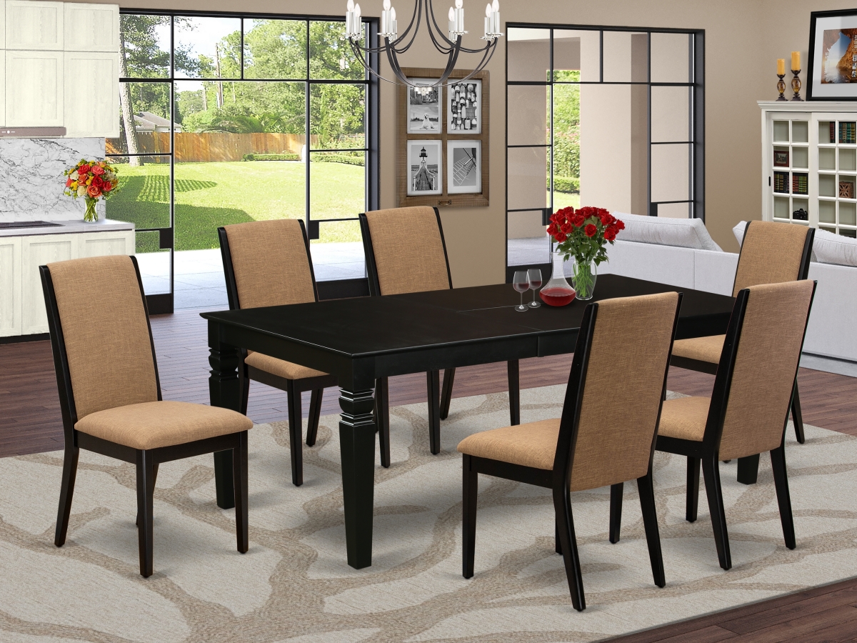 LGLA7-BLK-47 7 Piece Logan Dining Set - Black & Shitake
