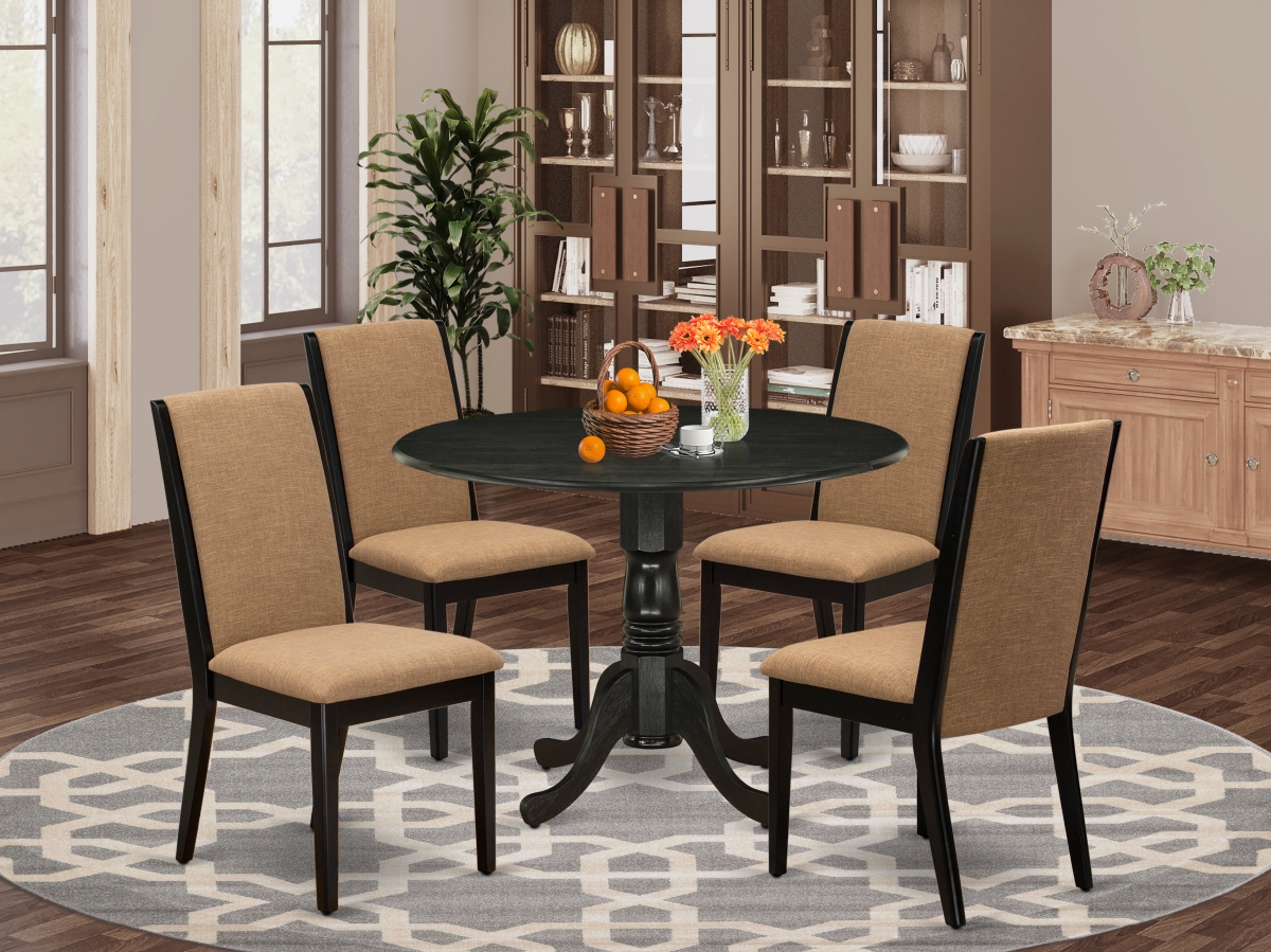 5 Piece Dublin Dinette Table Set - Light Sable & Wire Brushed Black