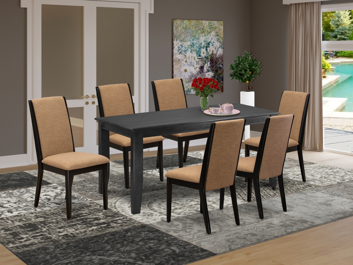 DULA7-BLK-47 7 Piece Dudley Small Dining Table Set - Black & Light Sable