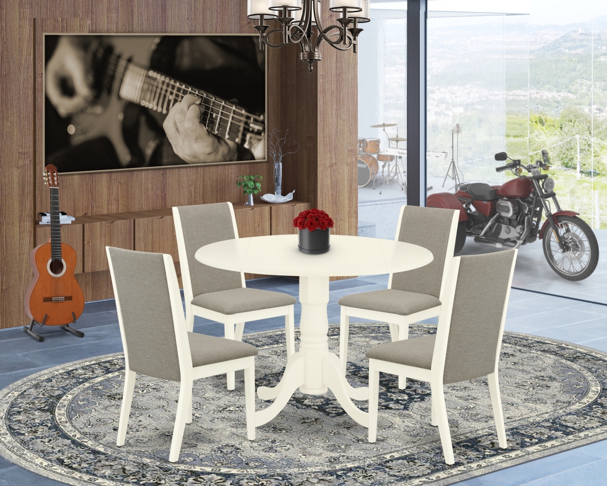 5 Piece Dublin Kitchen Table Set - Shitake & Linen White