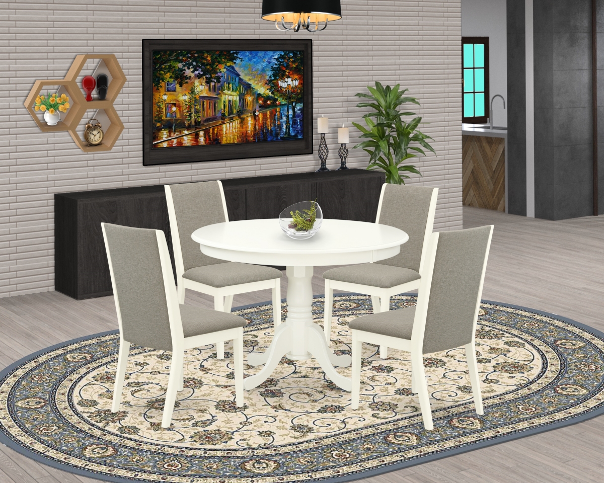 5 Piece Hartland Dining Table Set - Linen White & Shitake