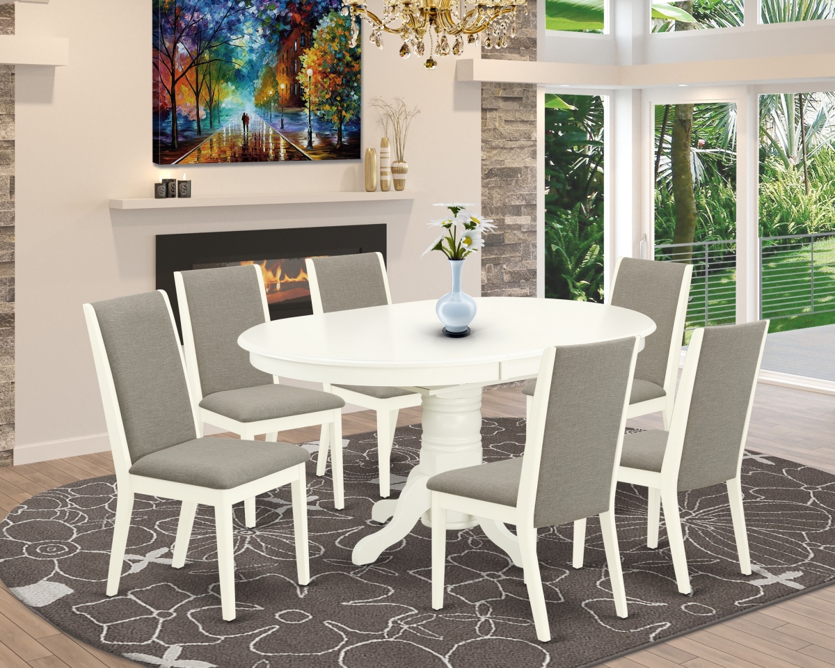 7 Piece Avon Dining Set - Linen White & Shitake