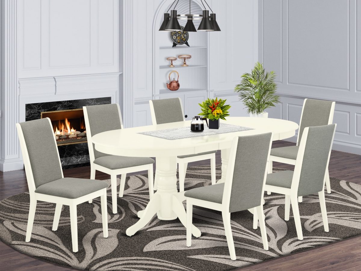 7 Piece Vancouver Kitchen Table Set - Linen White & Shitake