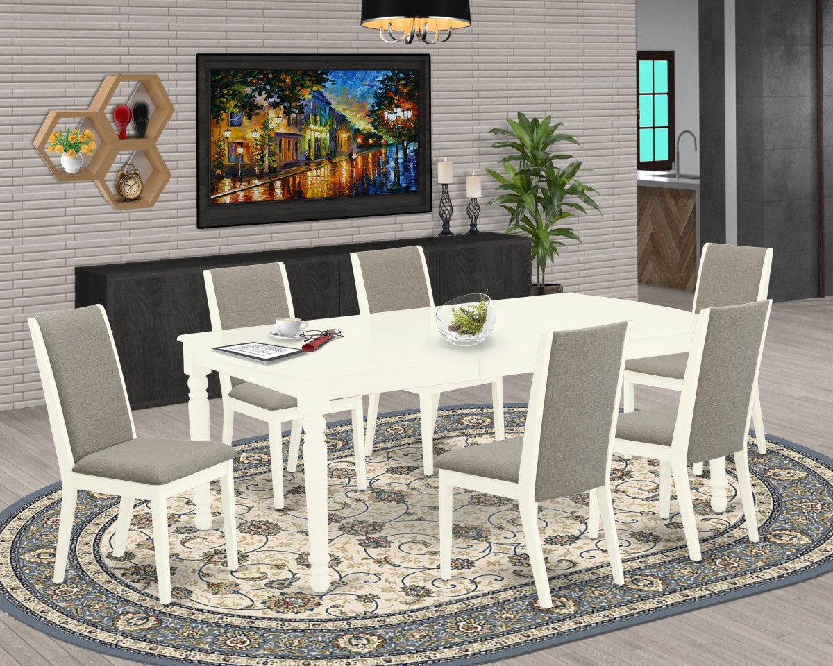 7 Piece Dover Kitchen Dining Table Set - Linen White & Shitake