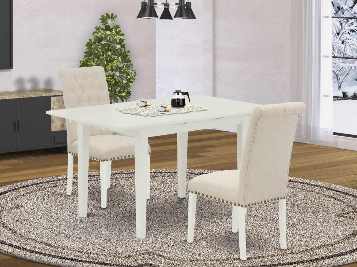 3 Piece Norfolk Modern Dinette Set - Linen White