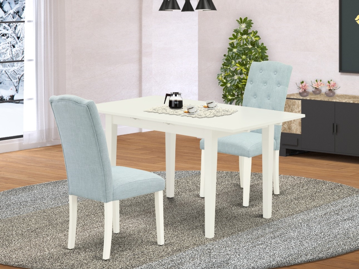 3 Piece Norfolk Dining Room Table Set - Linen White