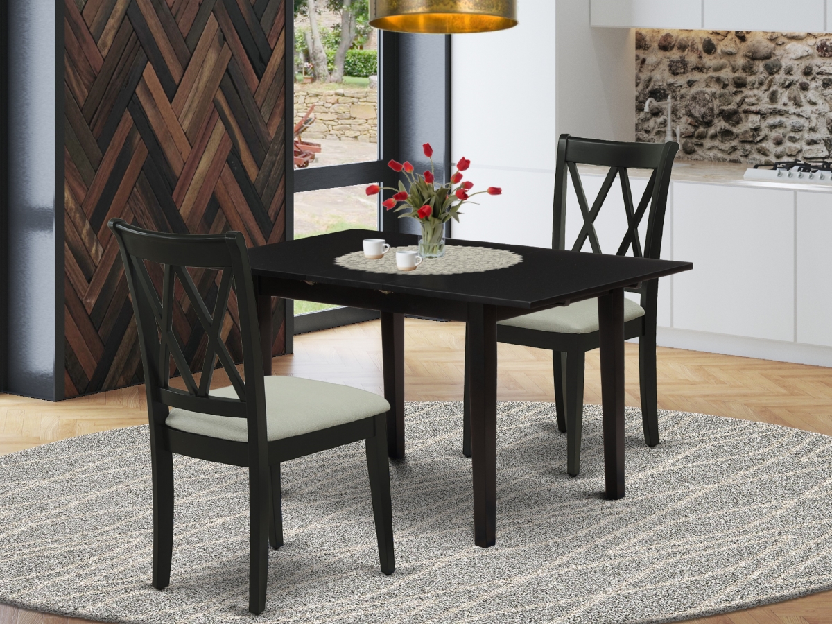 3 Piece Norfolk Mid Century Dining Table Set - Black