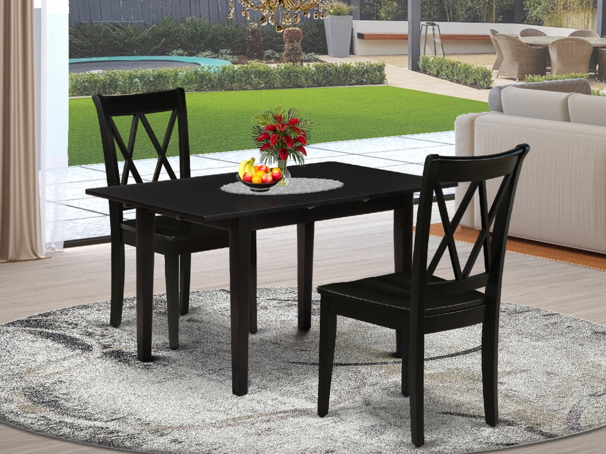 3 Piece Norfolk Rectangular Dinette Set - Black