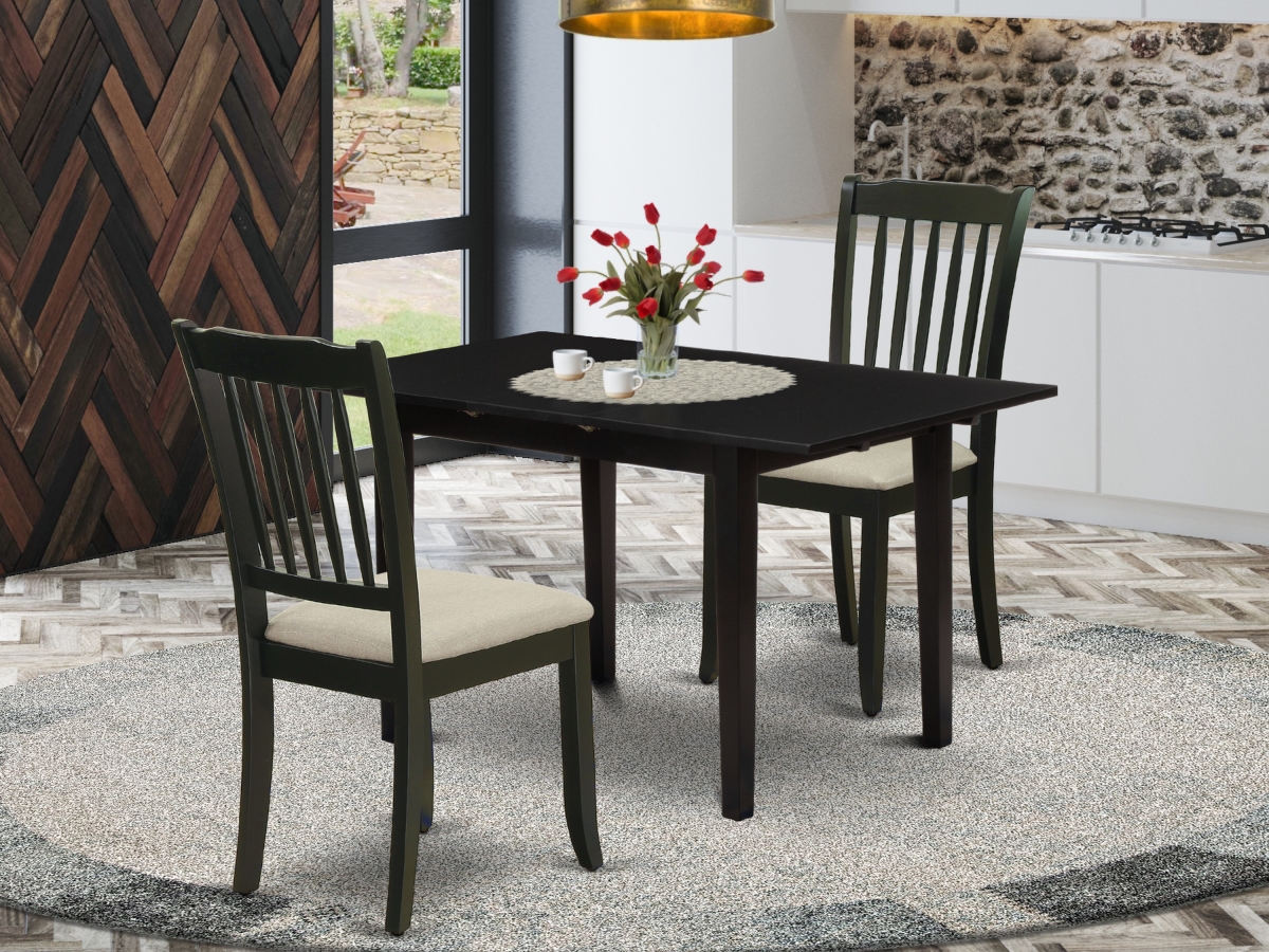 3 Piece Norfolk Kitchen Table Set - Black