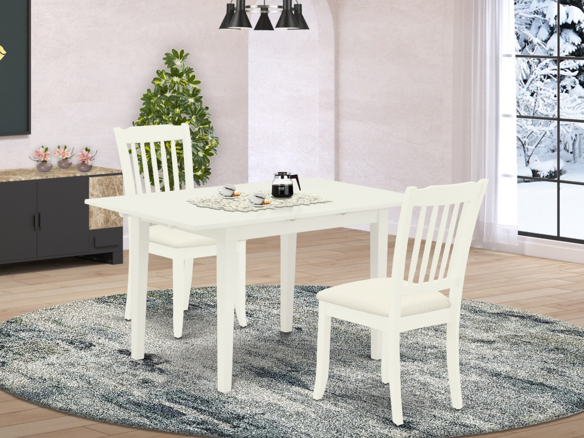 3 Piece Norfolk Modern Dinette Set - Linen White