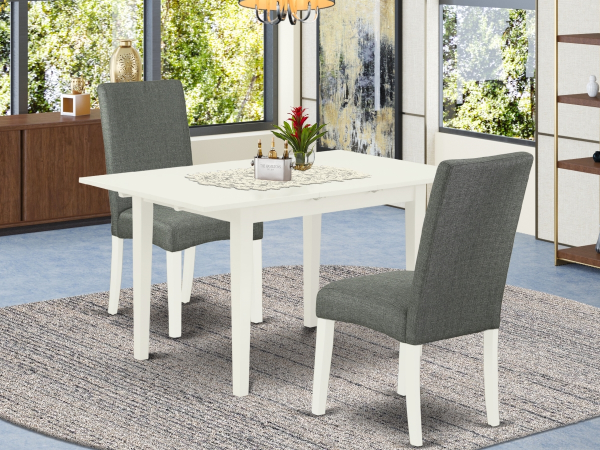 3 Piece Norfolk Wood Dining Table Set - Linen White