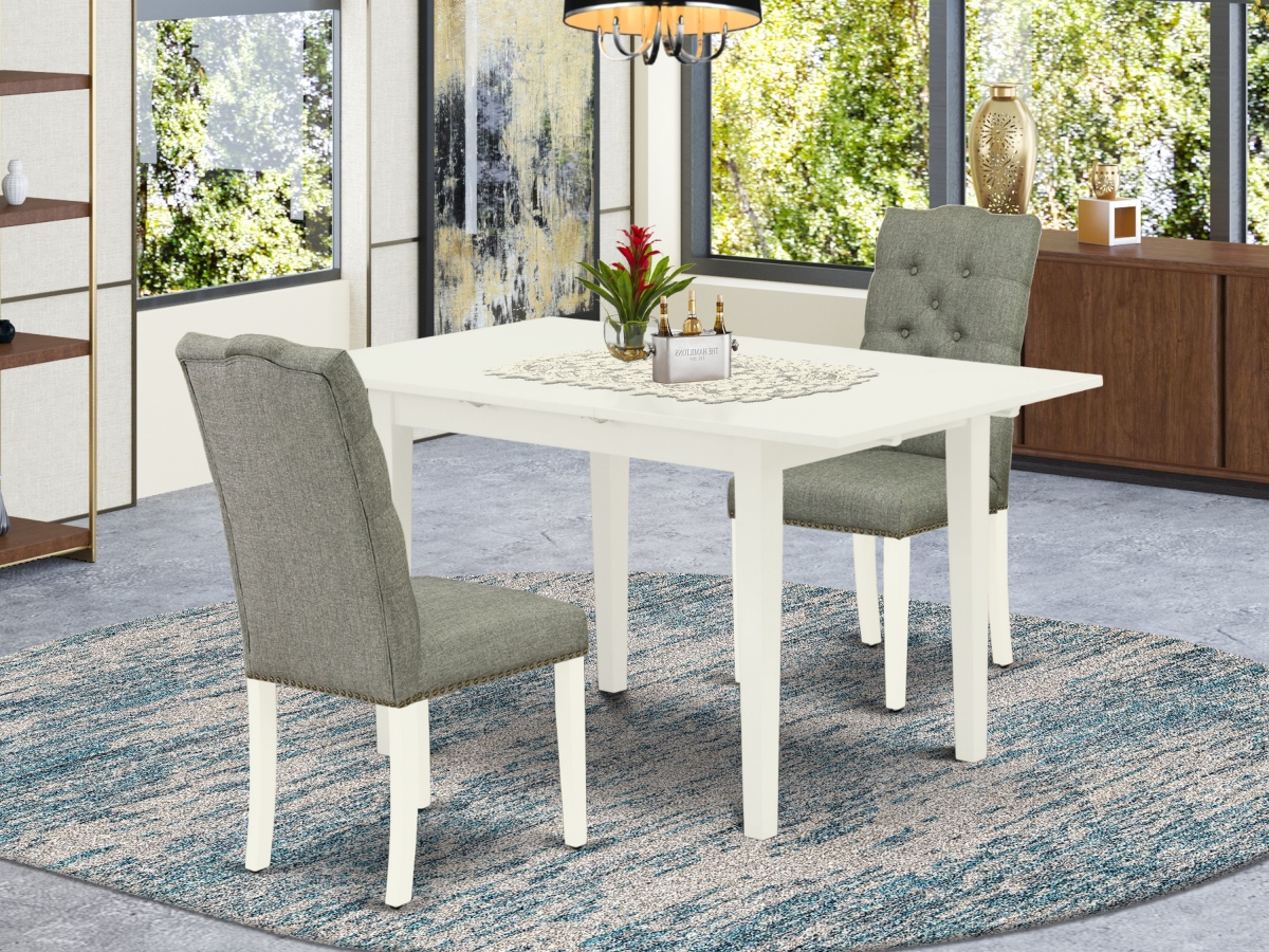 3 Piece Norfolk Rectangle Dinette Set - Linen White