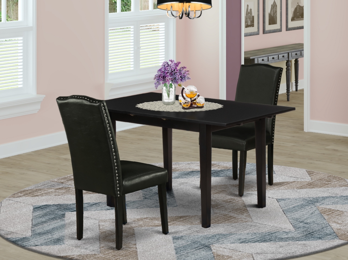 3 Piece Norfolk Wooden Dining Table Set - Black