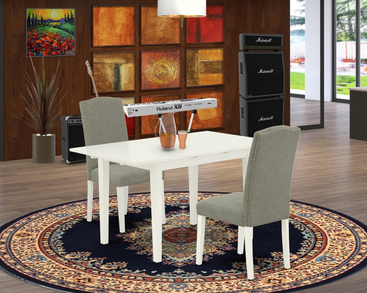 3 Piece Norfolk Kitchen Dinette Set - Linen White