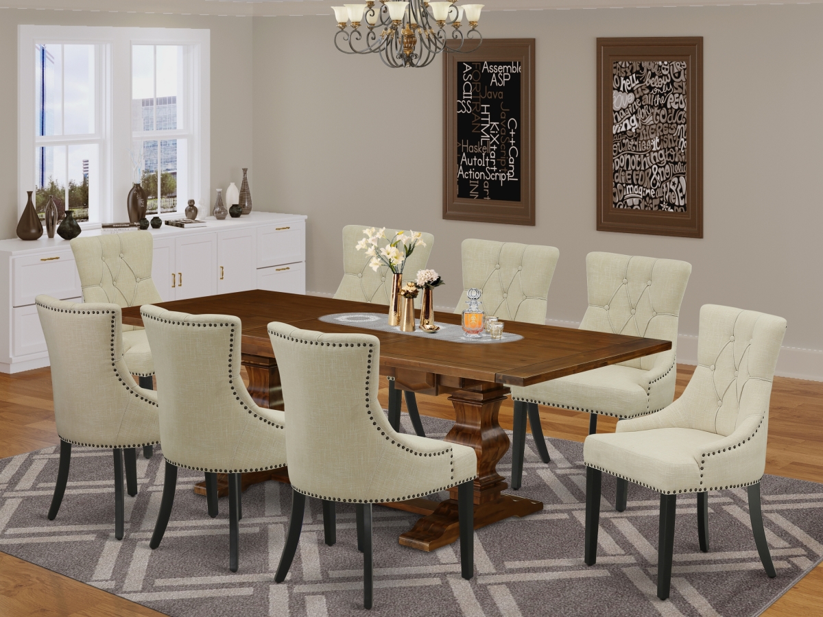 9 Piece Lassale Dining Room Table Set - Antique Walnut, Black & Light Beige -  GSI Homestyles, HO3513361