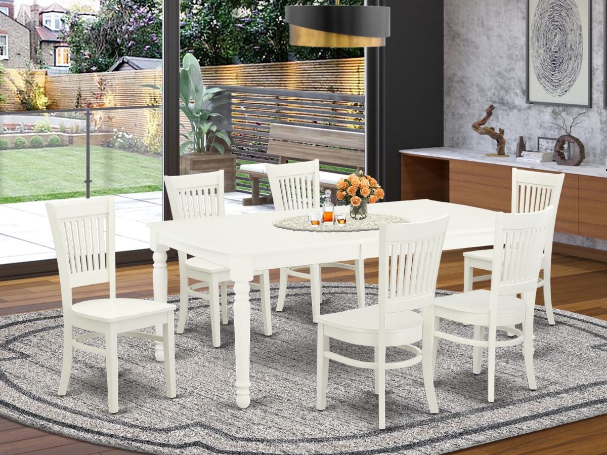 7 Piece Dover Wood Dinette Set - Linen White