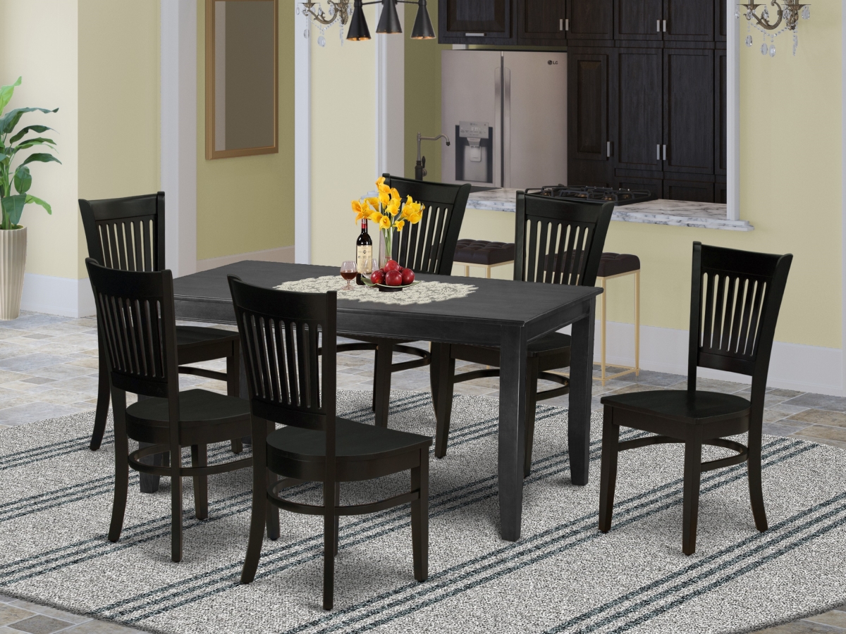 DUVA7-BLK-W 7 Piece Dudley Small Dining Table Set - Black