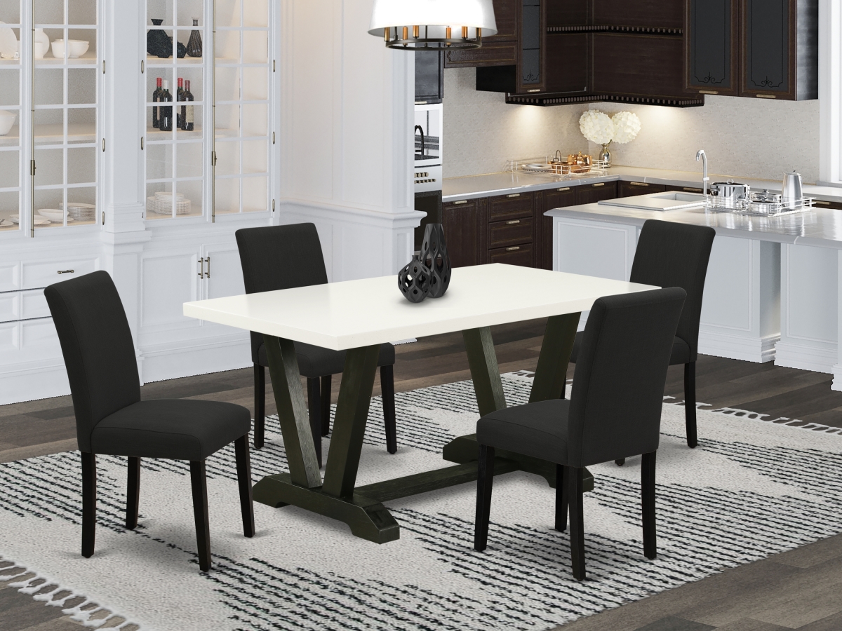 5 Piece V-Style Kitchen Table Set - Black