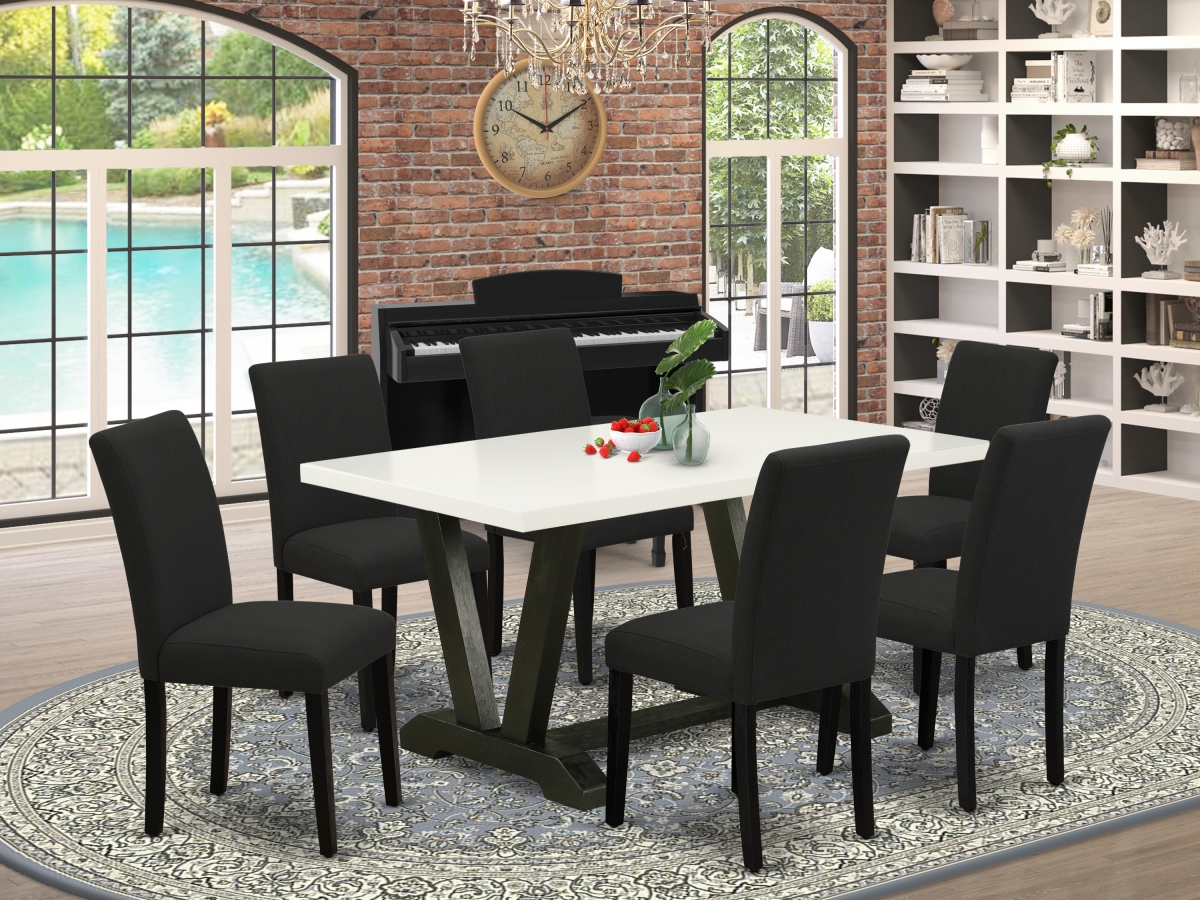 7 Piece V-Style Dining Set - Black