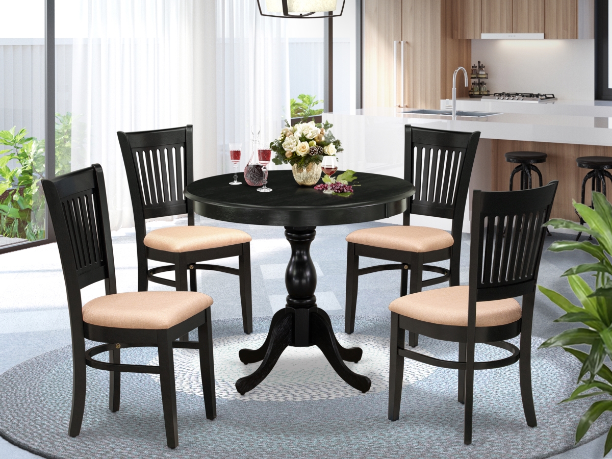 AMVA5-BLK-C 5 Piece Antique Dining Room Table Set - Black -  East West Furniture