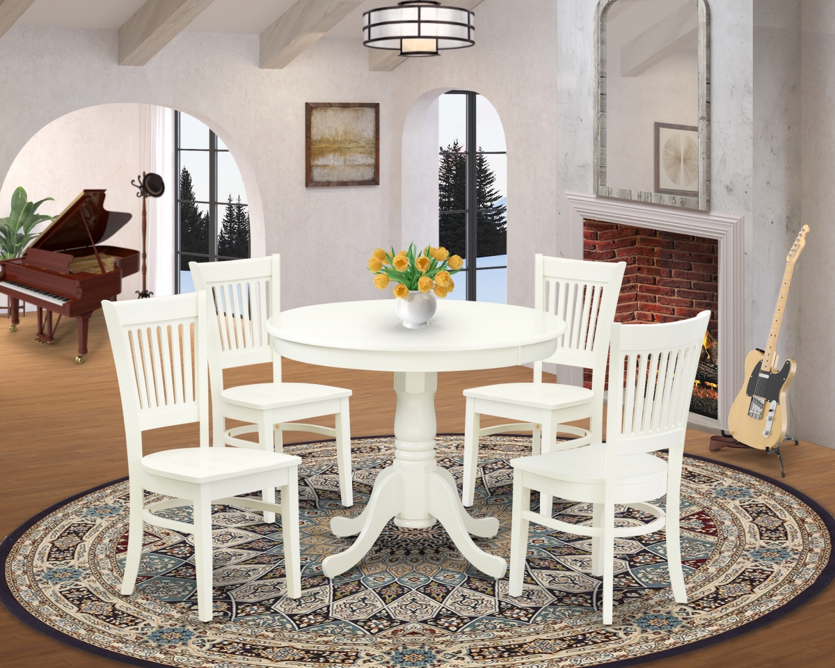 5 Piece Antique Kitchen Dining Set - Linen White