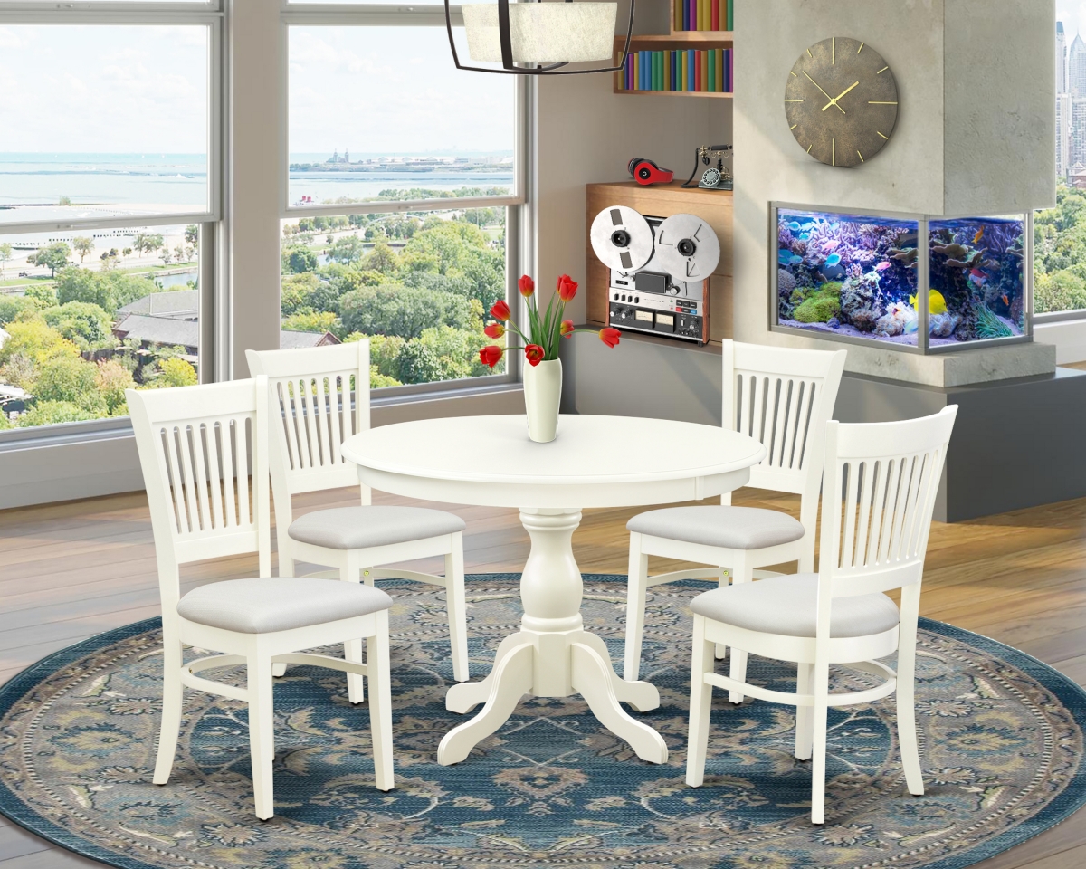5 Piece Hartland Modern Dining Table Set - Linen White