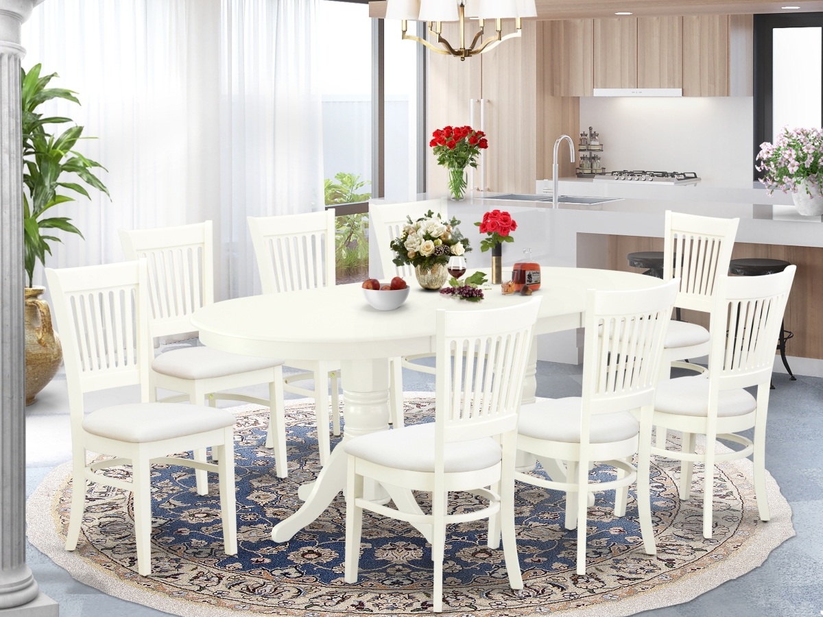 9 Piece Vancouver Dining Room Table Set - Linen White