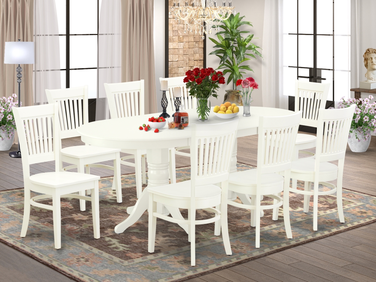 9 Piece Vancouver Kitchen Table Set - Linen White