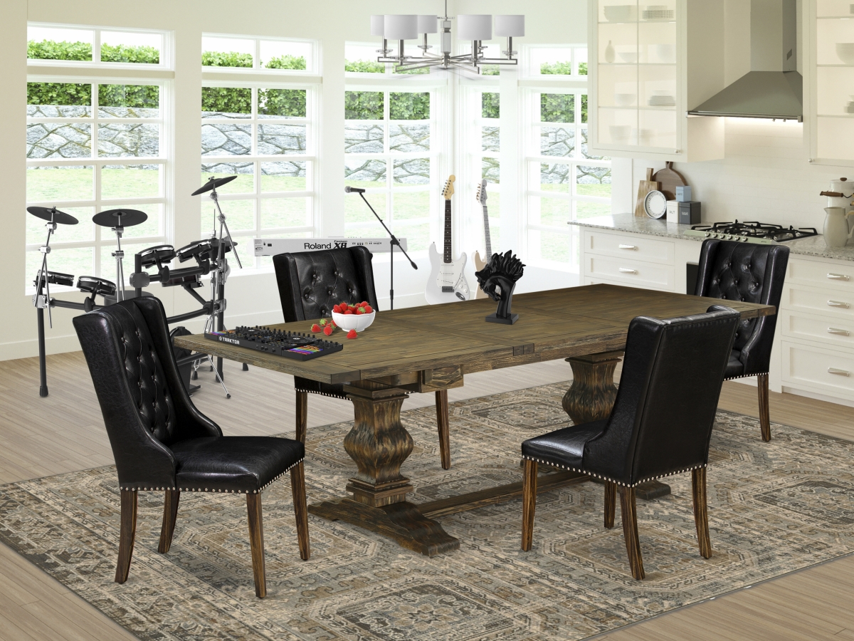 5 Piece Lassale Kitchen Dining Room Set - Distressed Jacobean & Black