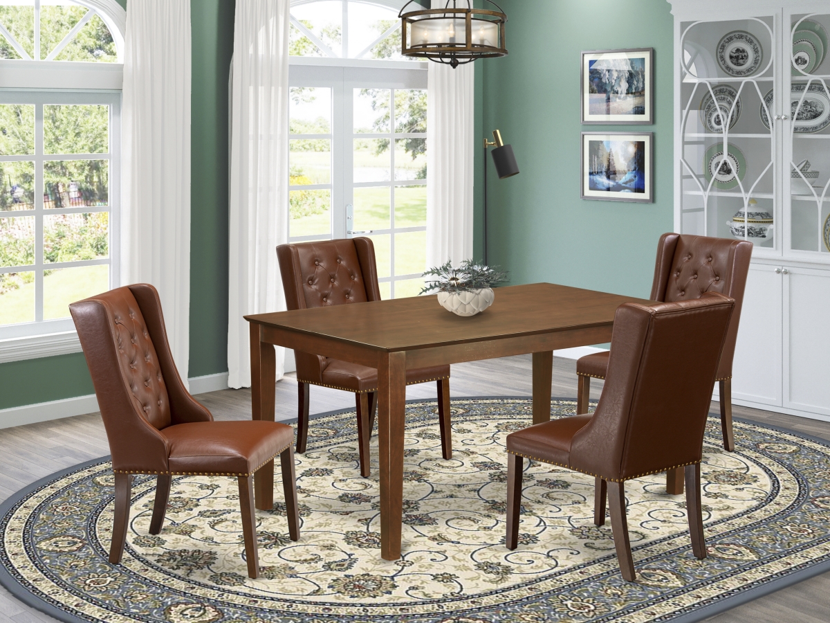 5 Piece Capri Dining Room Set - Mahogany & Brown
