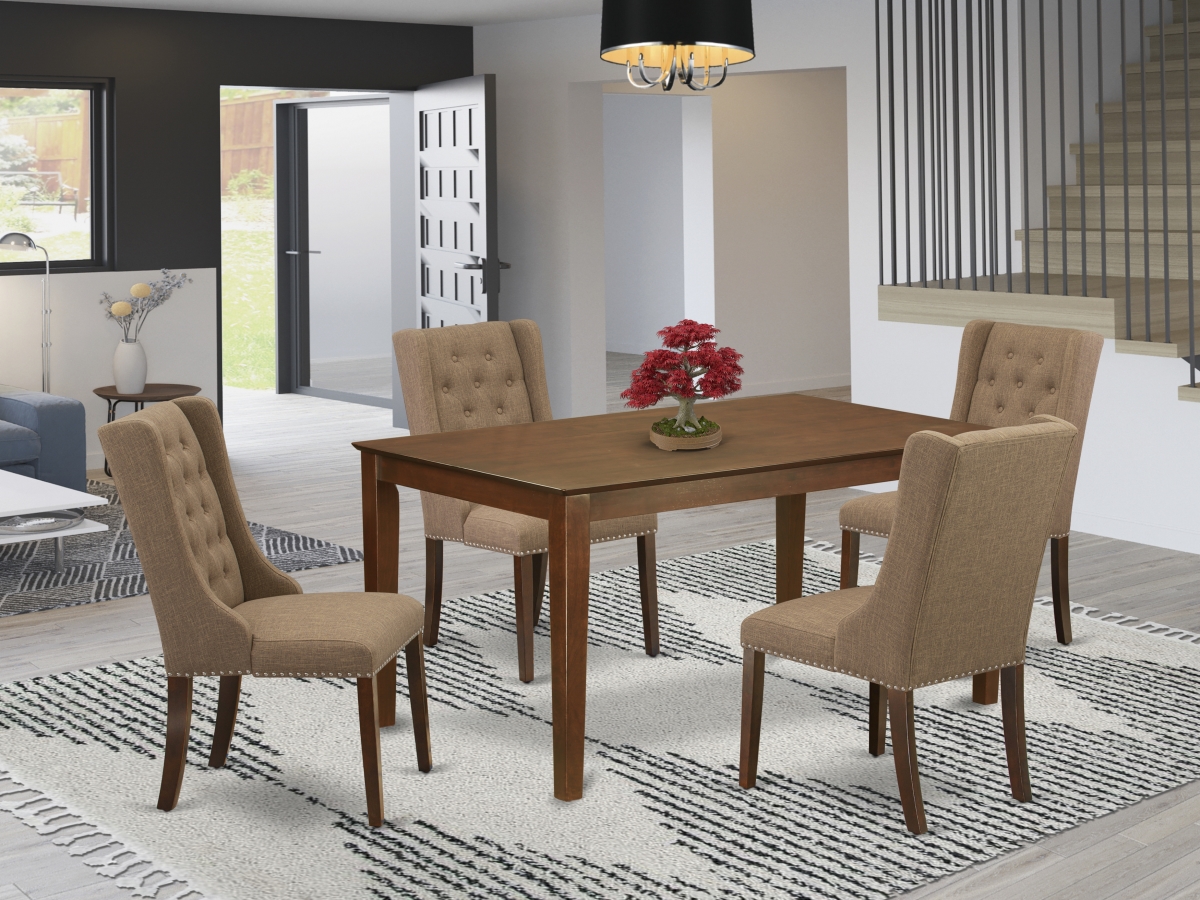 5 Piece Capri Dinette Room Set - Mahogany & Light Gray