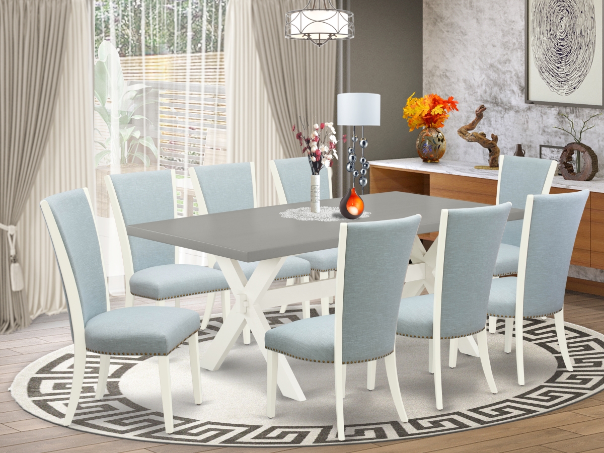 9 Piece X-Style Kitchen Table Set - Linen White